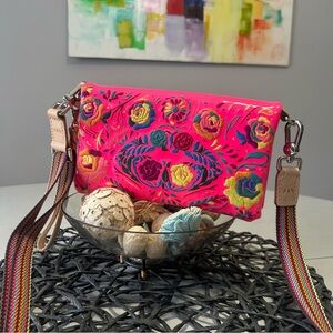 RARE - Consuela XO Uptown Crossbody Neon Pink Embroidery